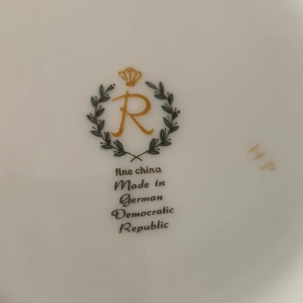 Vintage German Reichenbach Scalloped Gold Rim Floral Fruit Bowl